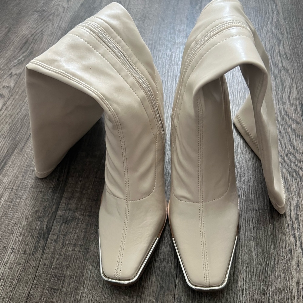Cream Knee High Boots